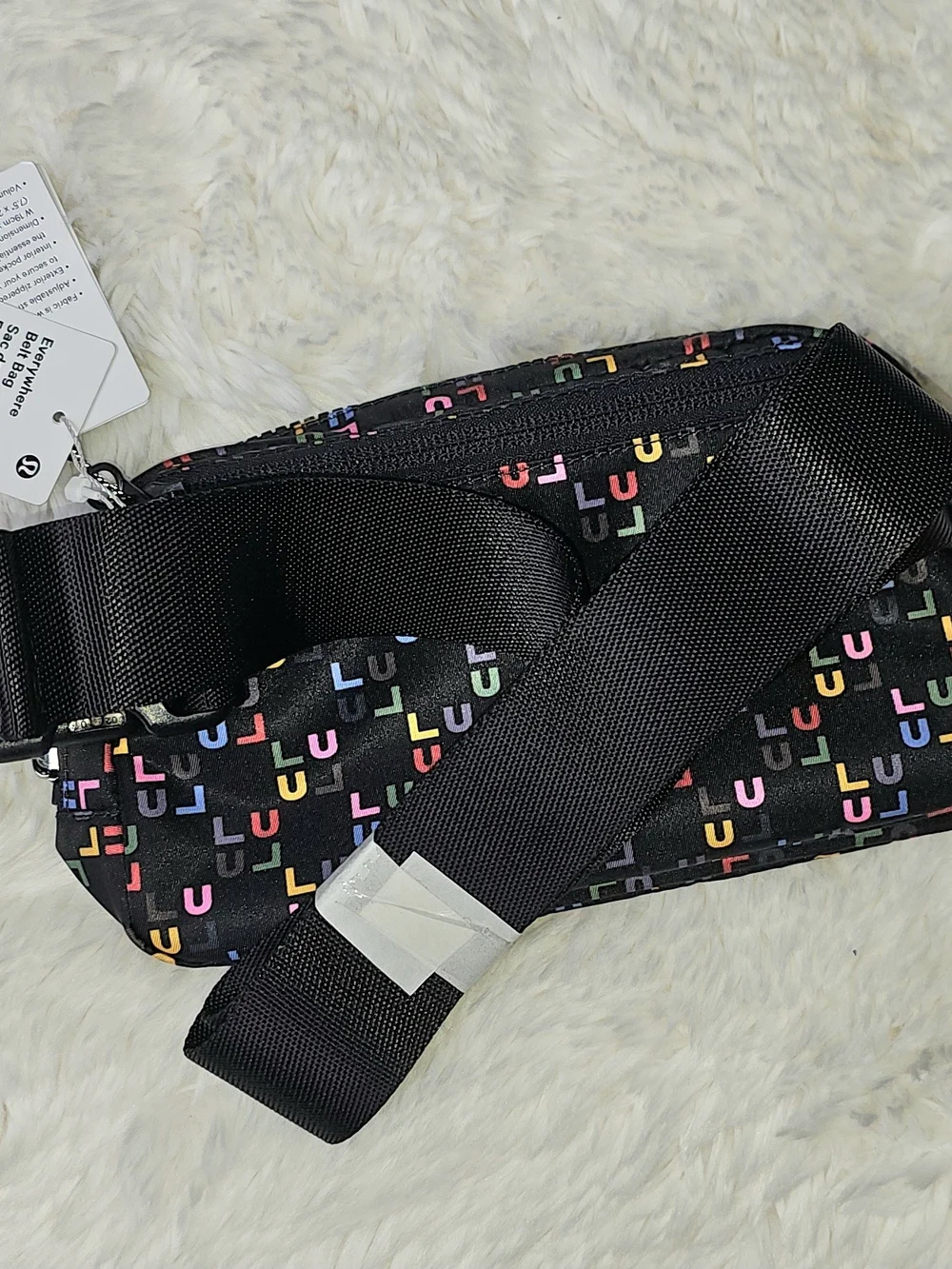 lululemon Black Belt Bag with Silver Hardware